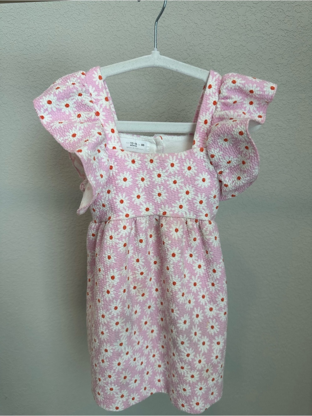 Zara baby Pink Daisy Flutter-Sleeve Dress